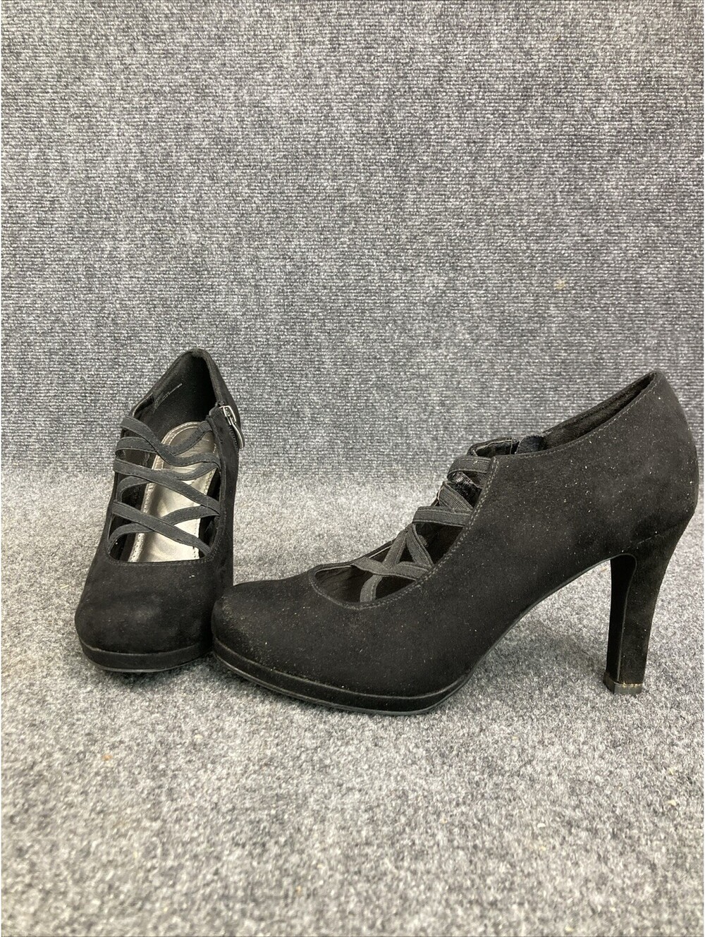 Lauren Blackwell Marika Womens Size 8 1/2 Black High Heel Suede Shoes Pumps